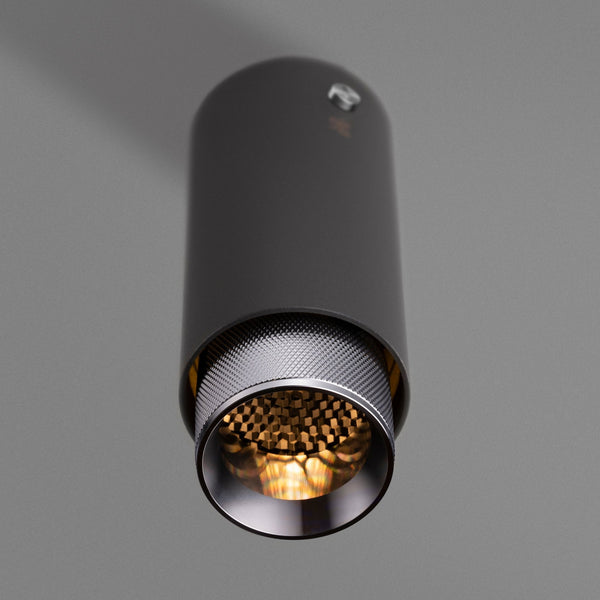 Exhaust Surface Mounted Downlight in a Graphite Finish with Steel Detail