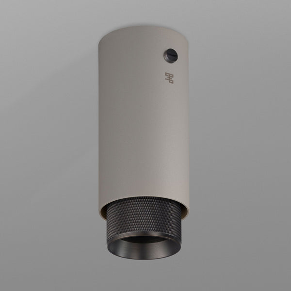 Exhaust Surface Mounted Downlight in a Stone Finish with Smoked Bronze Detail