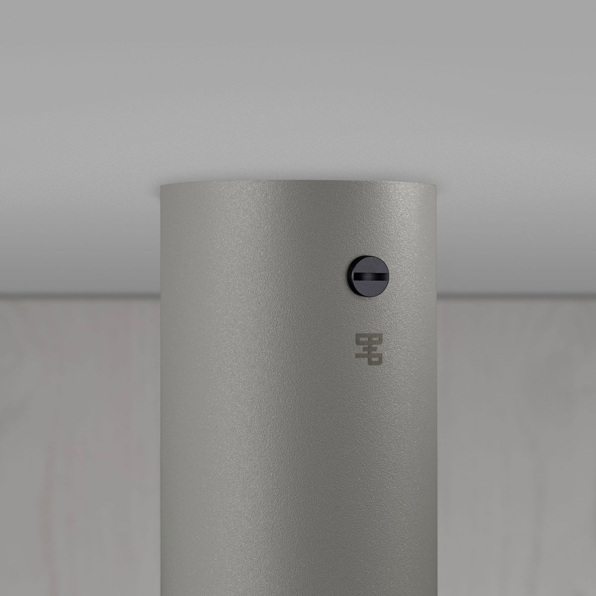 Exhaust Surface Mounted Downlight in a Stone Finish with Black Detail