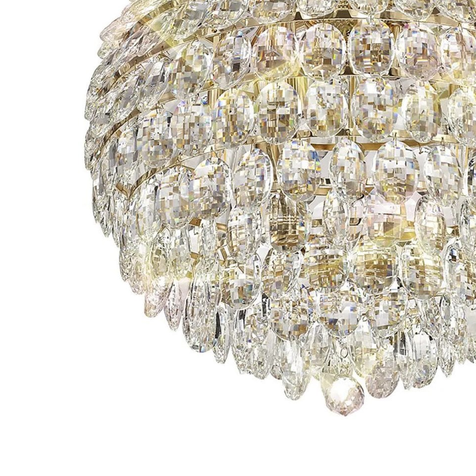 Coniston 9 Light Clear Crystal Pendant Light in French Gold