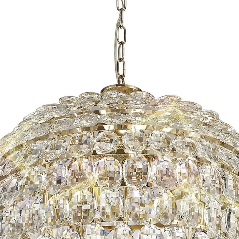 Coniston 9 Light Clear Crystal Pendant Light in French Gold