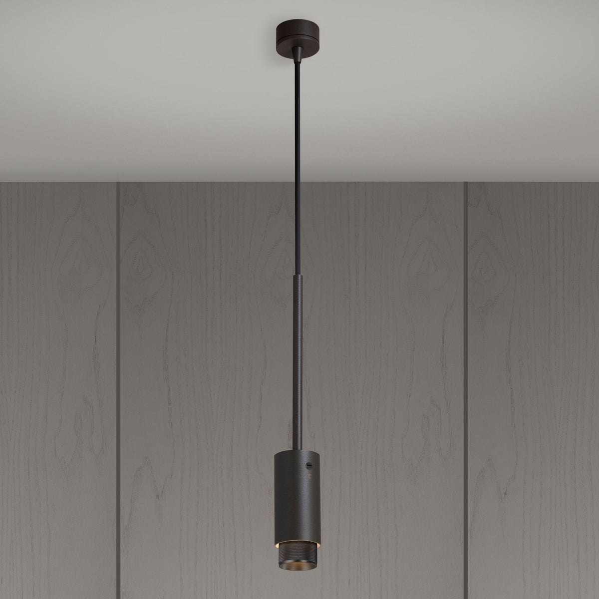 Exhaust Single Drop Pendant Spotlight in a Graphite Finish with Smoked Bronze Detail