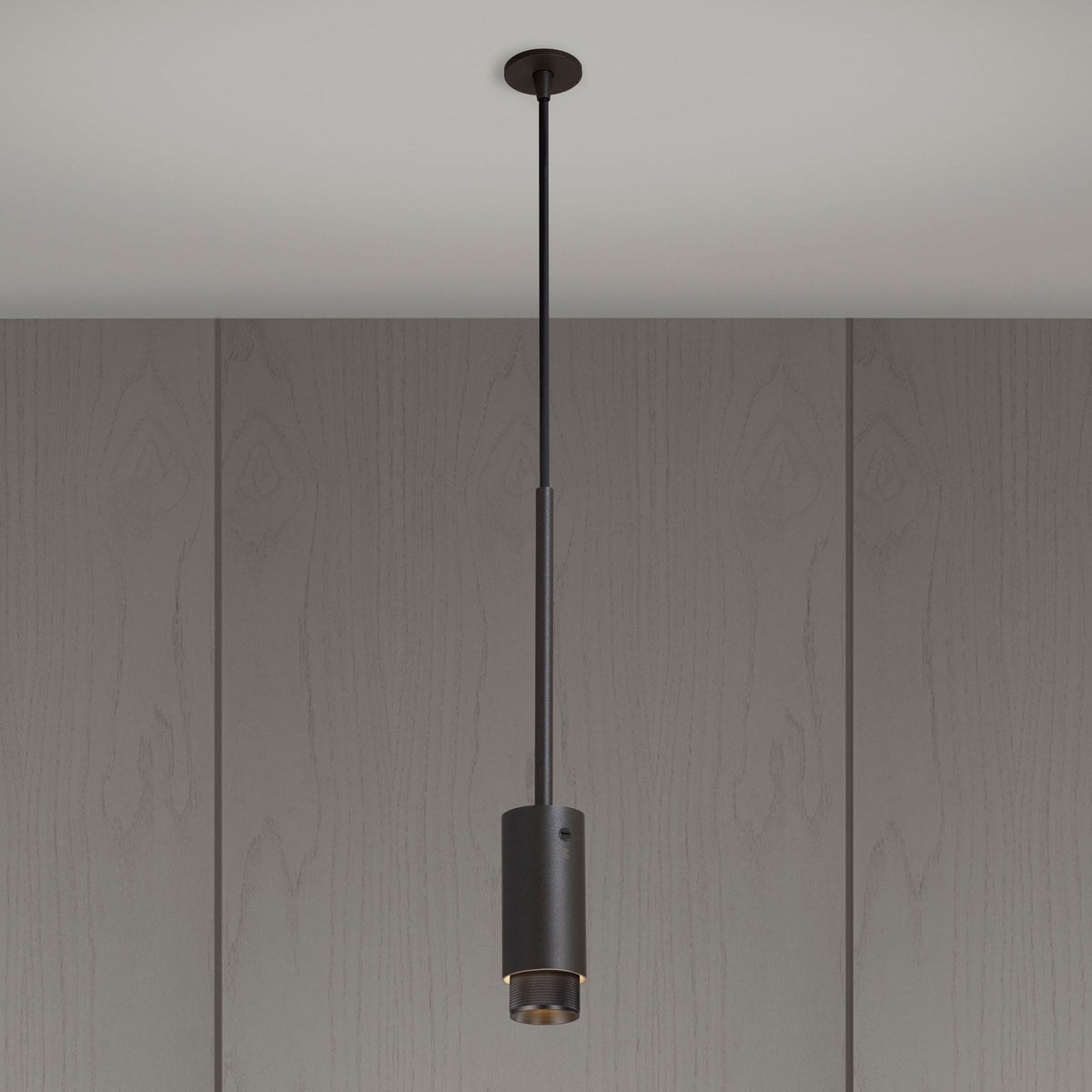 Exhaust Single Drop Pendant Spotlight in a Graphite Finish with Smoked Bronze Detail