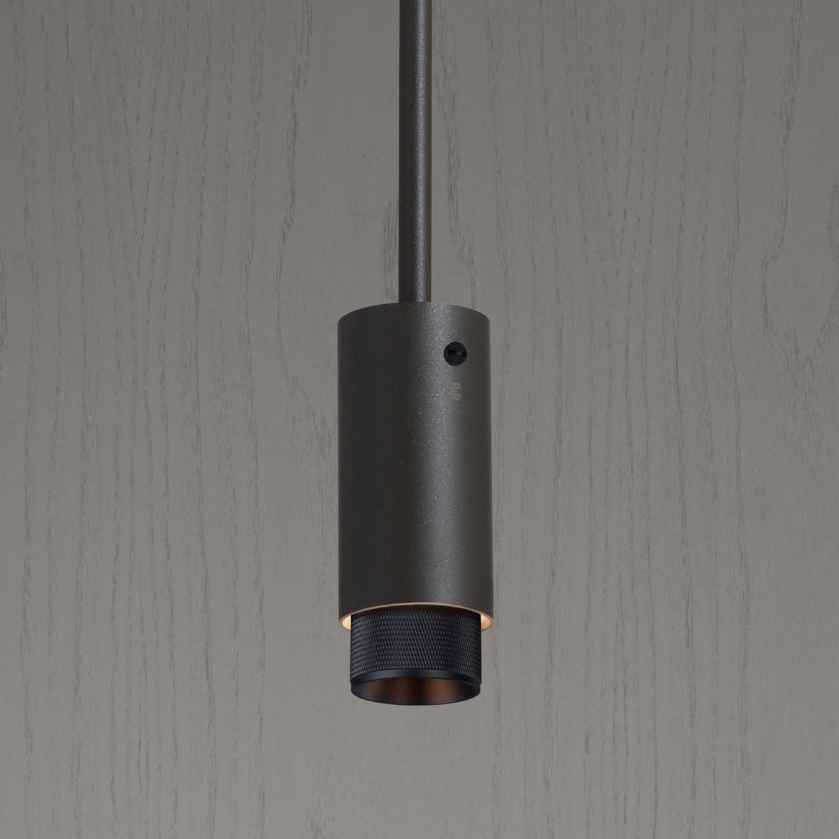 Exhaust Single Drop Pendant Spotlight in a Graphite Finish with Black Detail