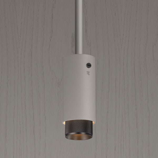 Exhaust Single Drop Pendant Spotlight in a Stone Finish with Smoked Bronze Detail