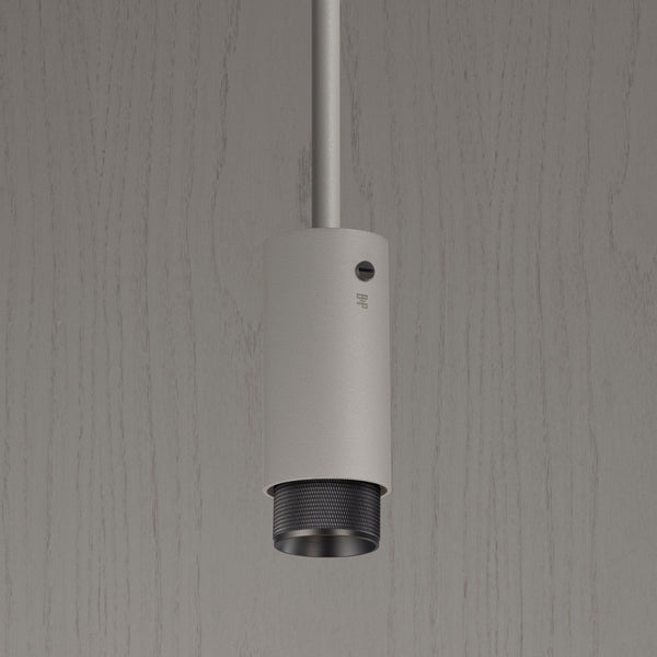 Exhaust Single Drop Pendant Spotlight in a Stone Finish with Smoked Bronze Detail