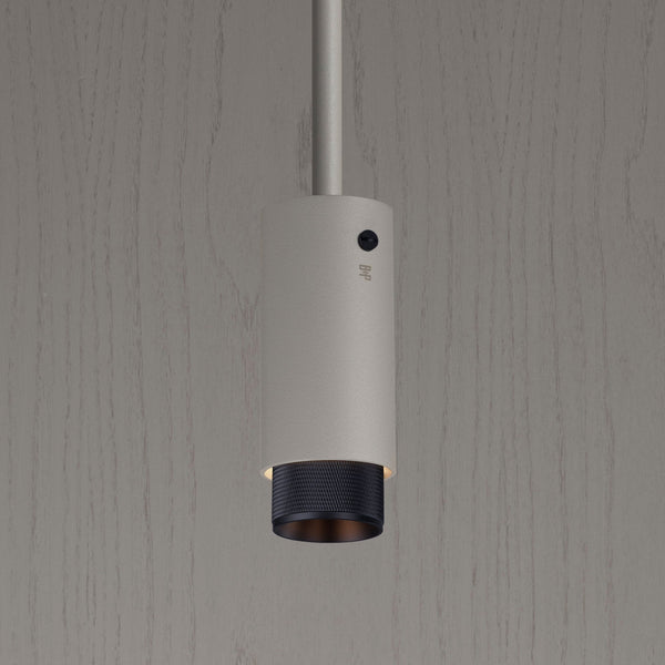 Exhaust Single Drop Pendant Spotlight in a Stone Finish with Black Detail
