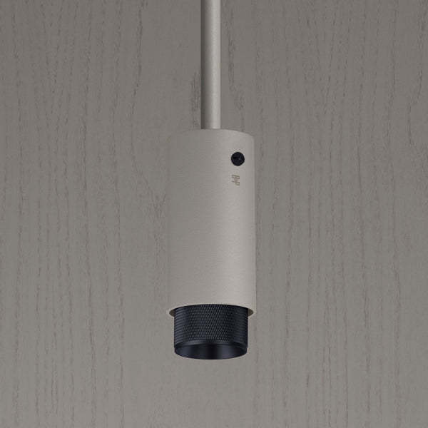 Exhaust Single Drop Pendant Spotlight in a Stone Finish with Black Detail