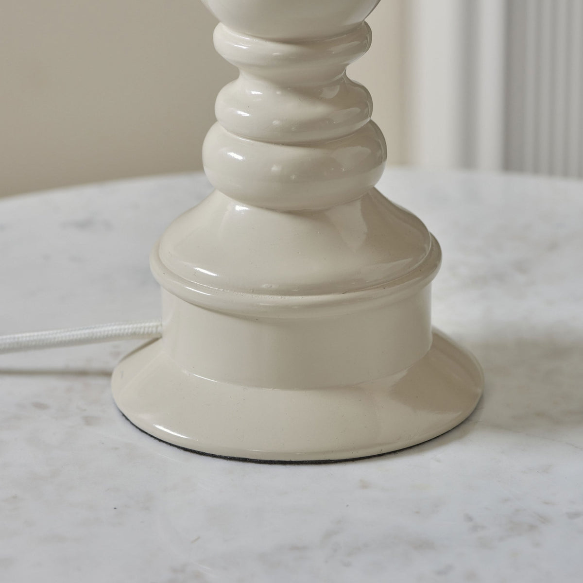 Myrtle Table Lamp Base in Gloss Almond White Finish