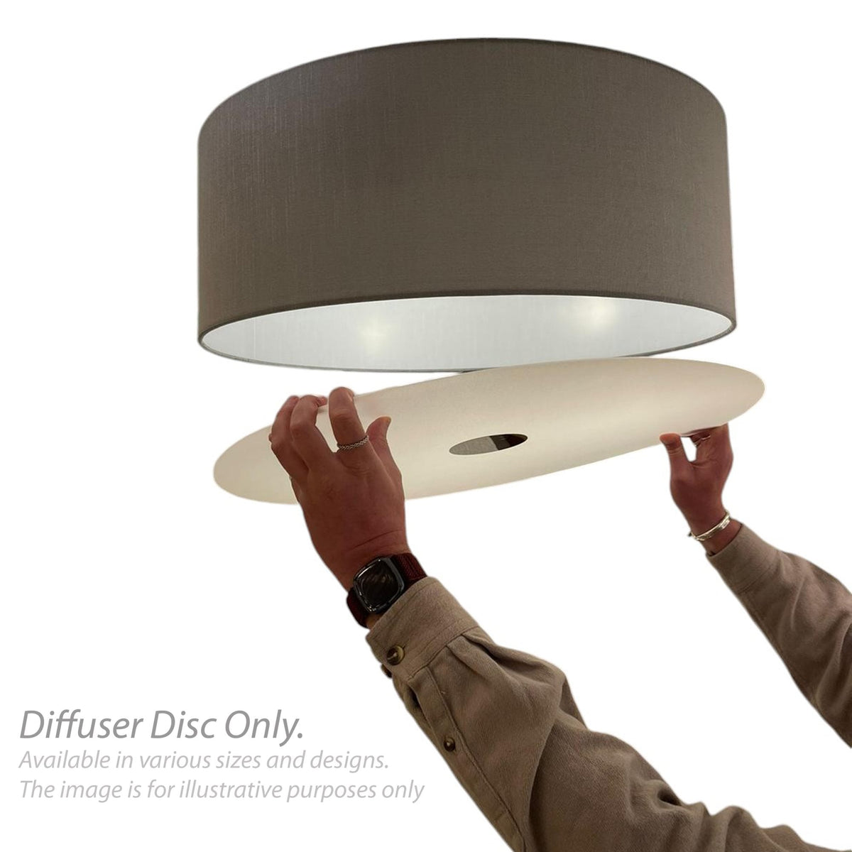 Universal 50cm Frosted Acrylic Diffuser Disk In White With Chrome Detail