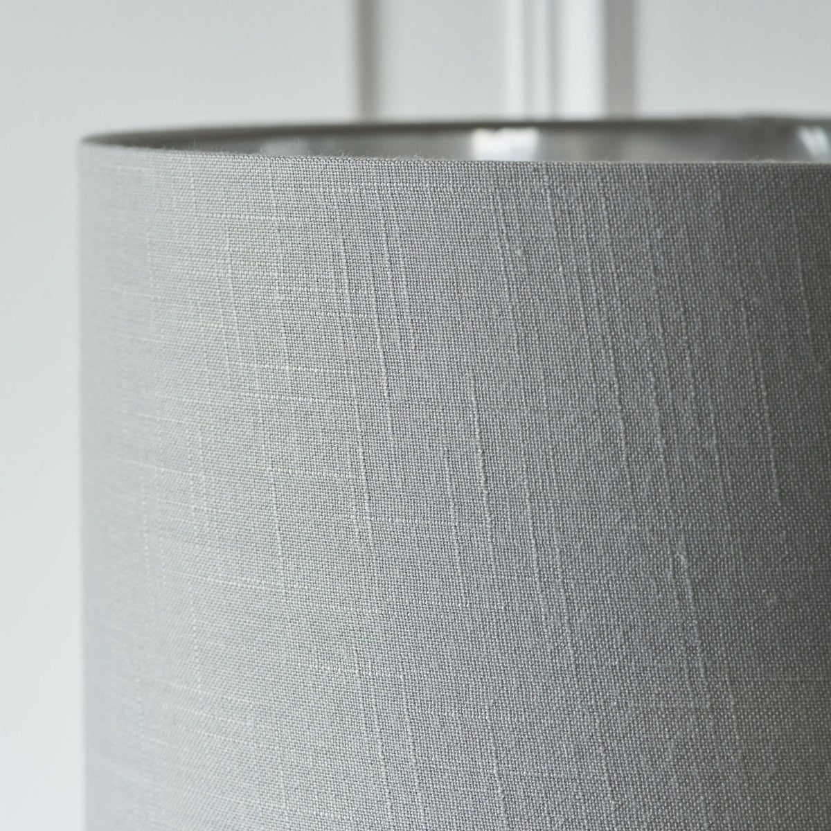 Highclere Single Floor Lamp in Bright Nickel with Charcoal Linen Shade