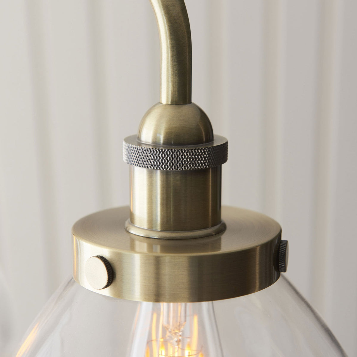 Hansen Triple Light Linear Pendant in Antique Brass and Clear Glass Shades