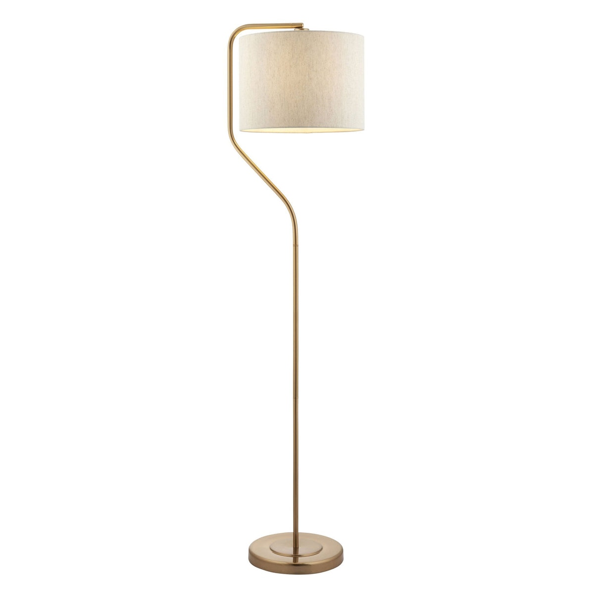 Clement Adjustable Single Floor Lamp in Brushed Aged Brass with Natural Linen Shade