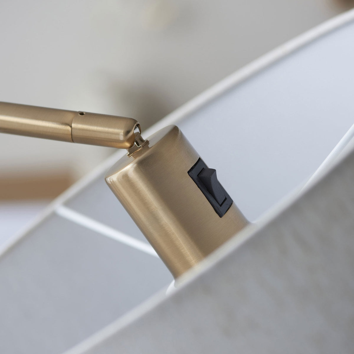 Clement Adjustable Single Floor Lamp in Brushed Aged Brass with Natural Linen Shade