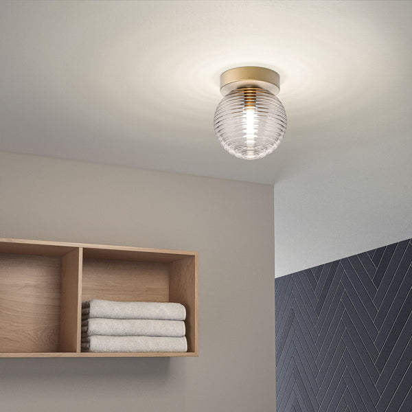 Tacoma Surface IP44 Wall or Ceiling Light in Antique Brass