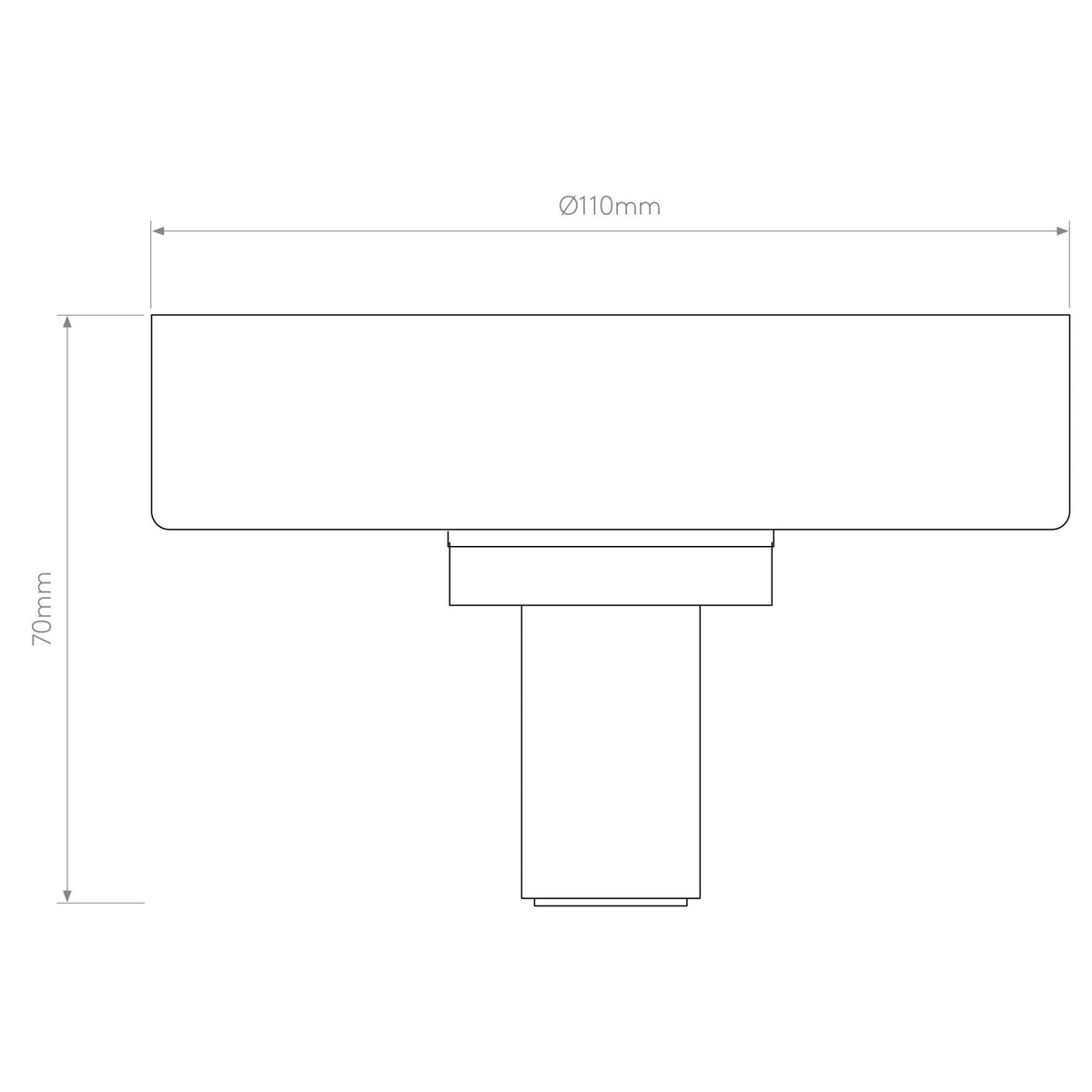 Diagram of a cylindrical object with a diameter of 110mm and a height of 70mm