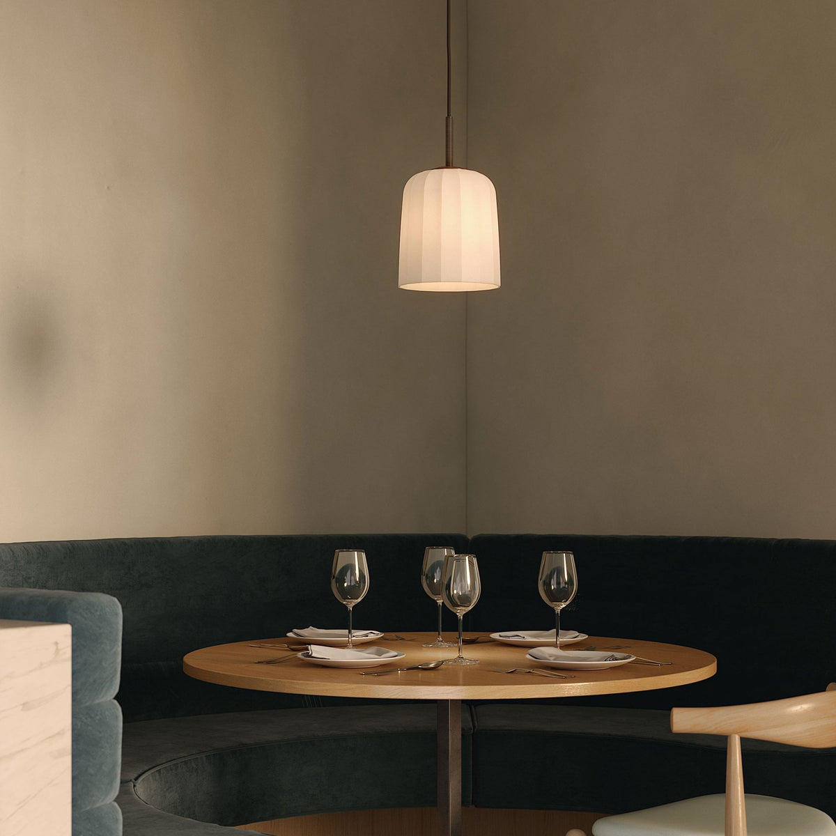 Veo 230 Single Drop Pendant in Bronze with Hand Blown Duplex Glass