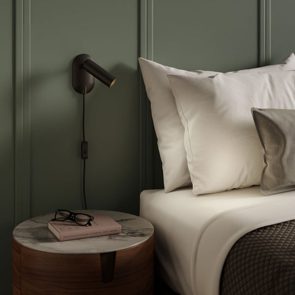 Gio Plug In Switched Spotlight Reading Wall Light in Matt Black