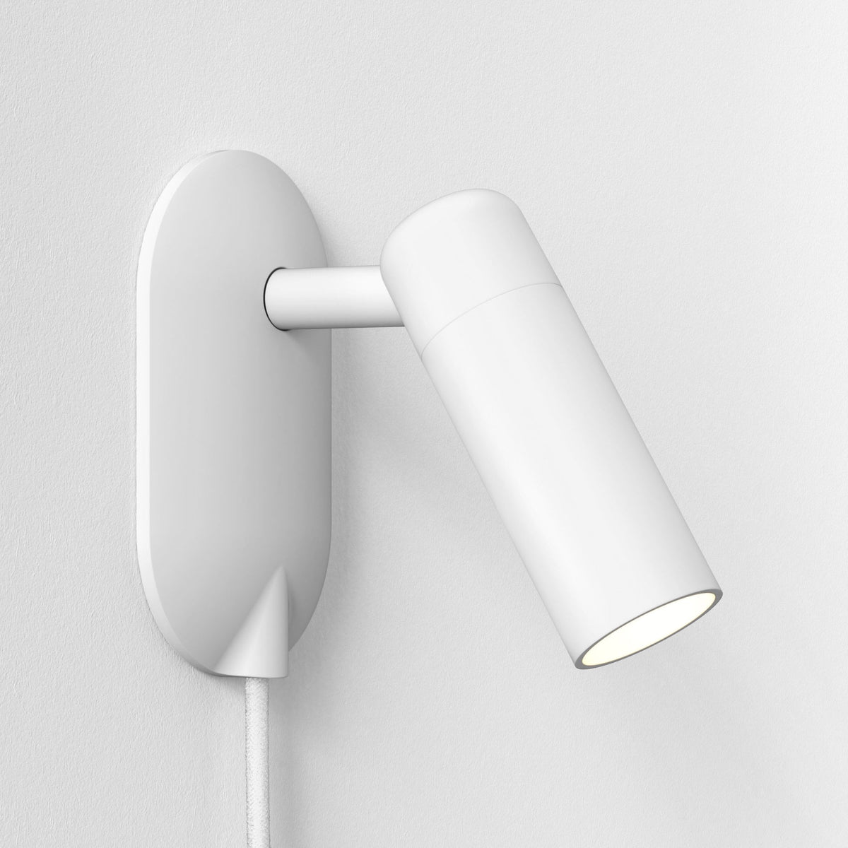 Gio Plug In Switched Spotlight Reading Wall Light in Matt White