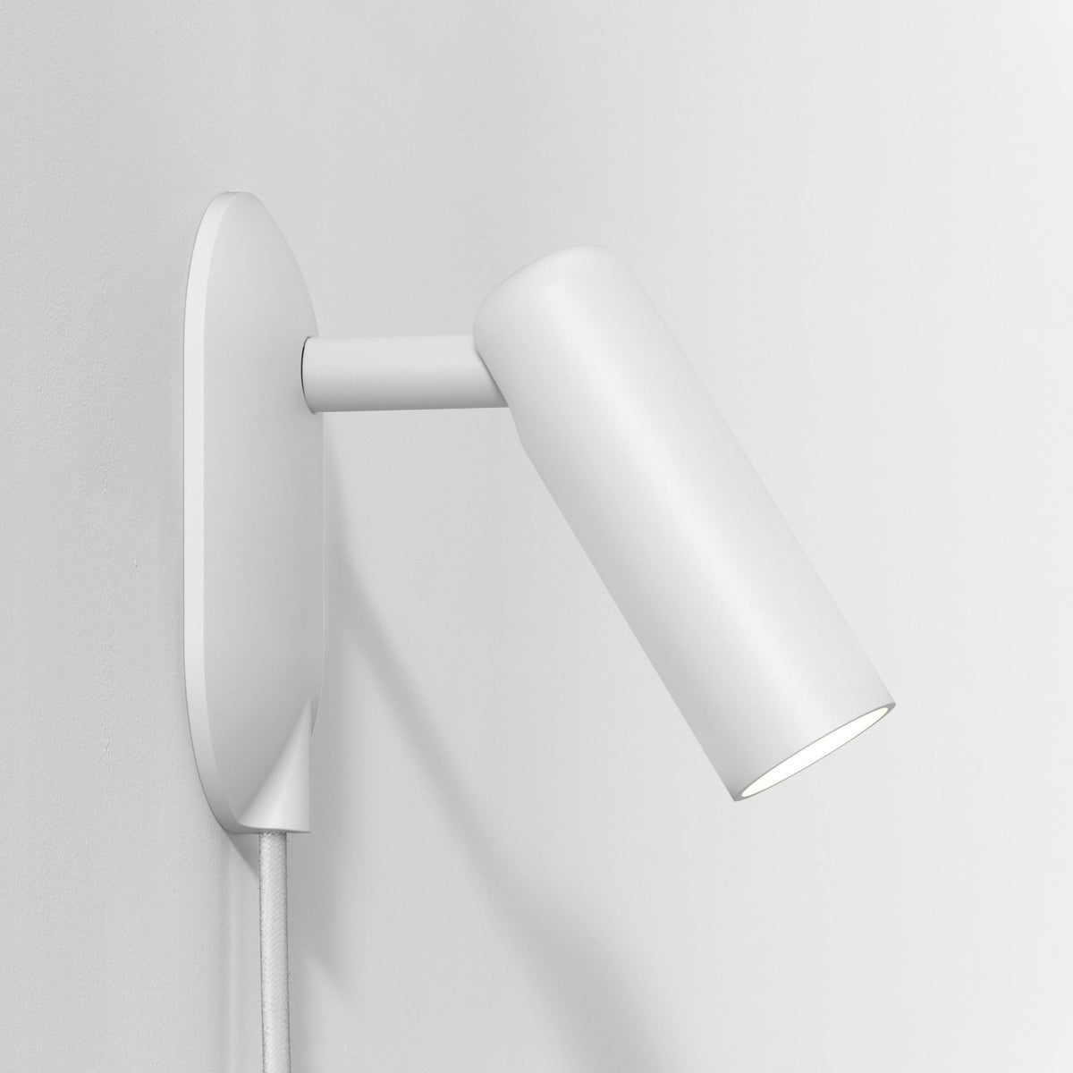 Gio Plug In Switched Spotlight Reading Wall Light in Matt White