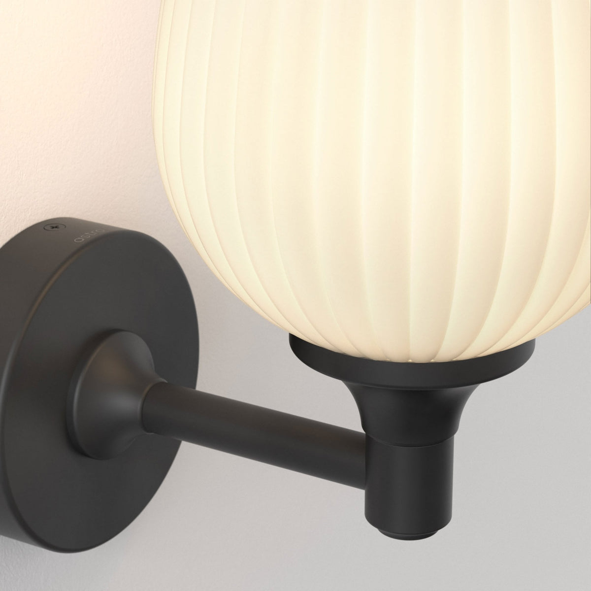 Liberty IP44 Wall Light in Matt Black with Opal Glass Shade