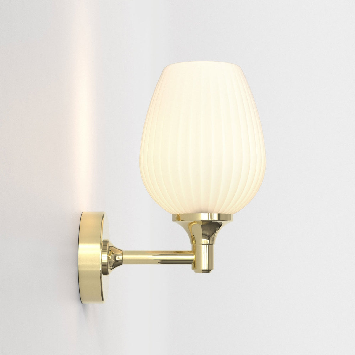 Liberty IP44 Wall Light in Polished Brass with Opal Glass Shade