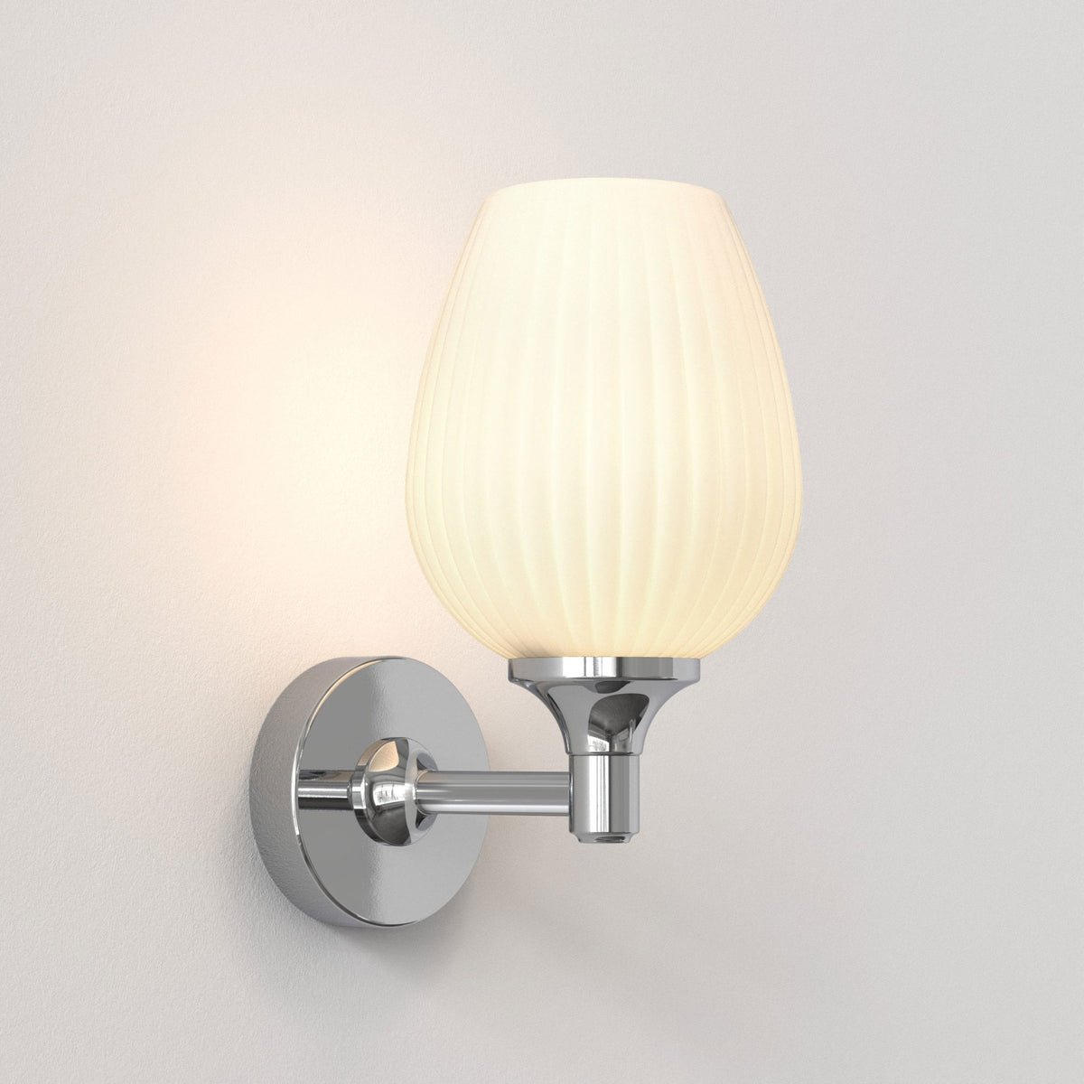 Liberty IP44 Wall Light in Polished Chrome with Opal Glass Shade