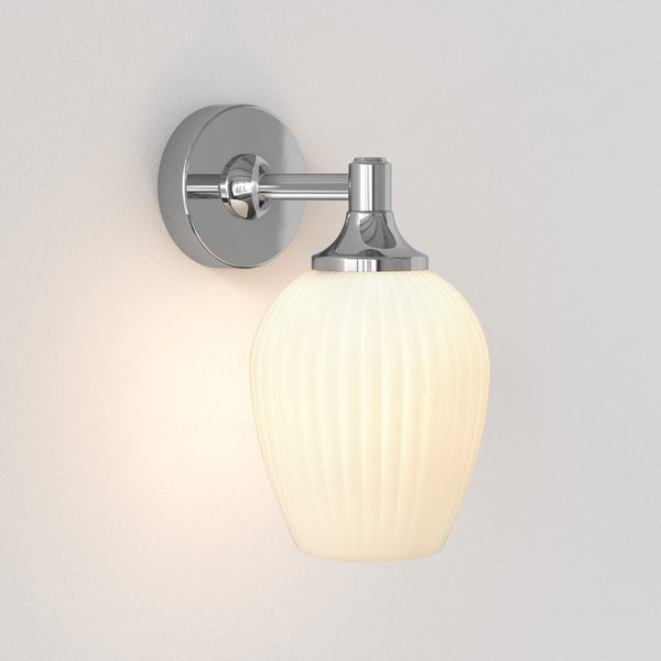 Liberty IP44 Wall Light in Polished Chrome with Opal Glass Shade