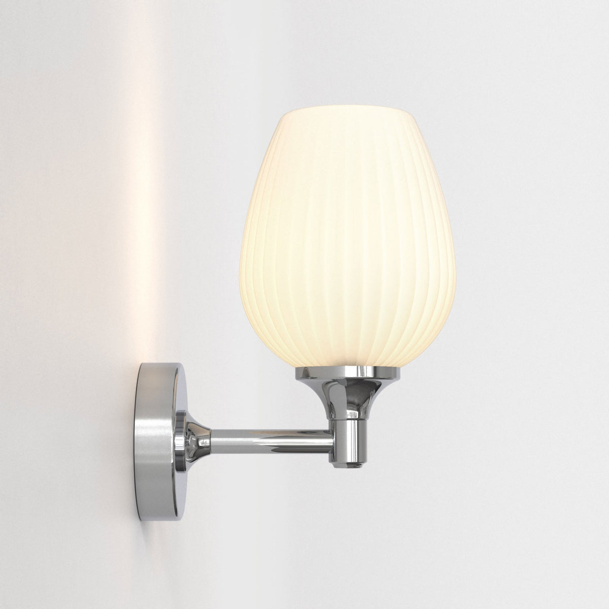 Liberty IP44 Wall Light in Polished Chrome with Opal Glass Shade