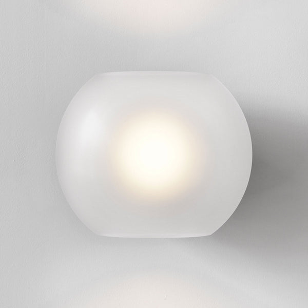 Luna Wall Light in Matt White with Clear Frosted Acid Etched Glass
