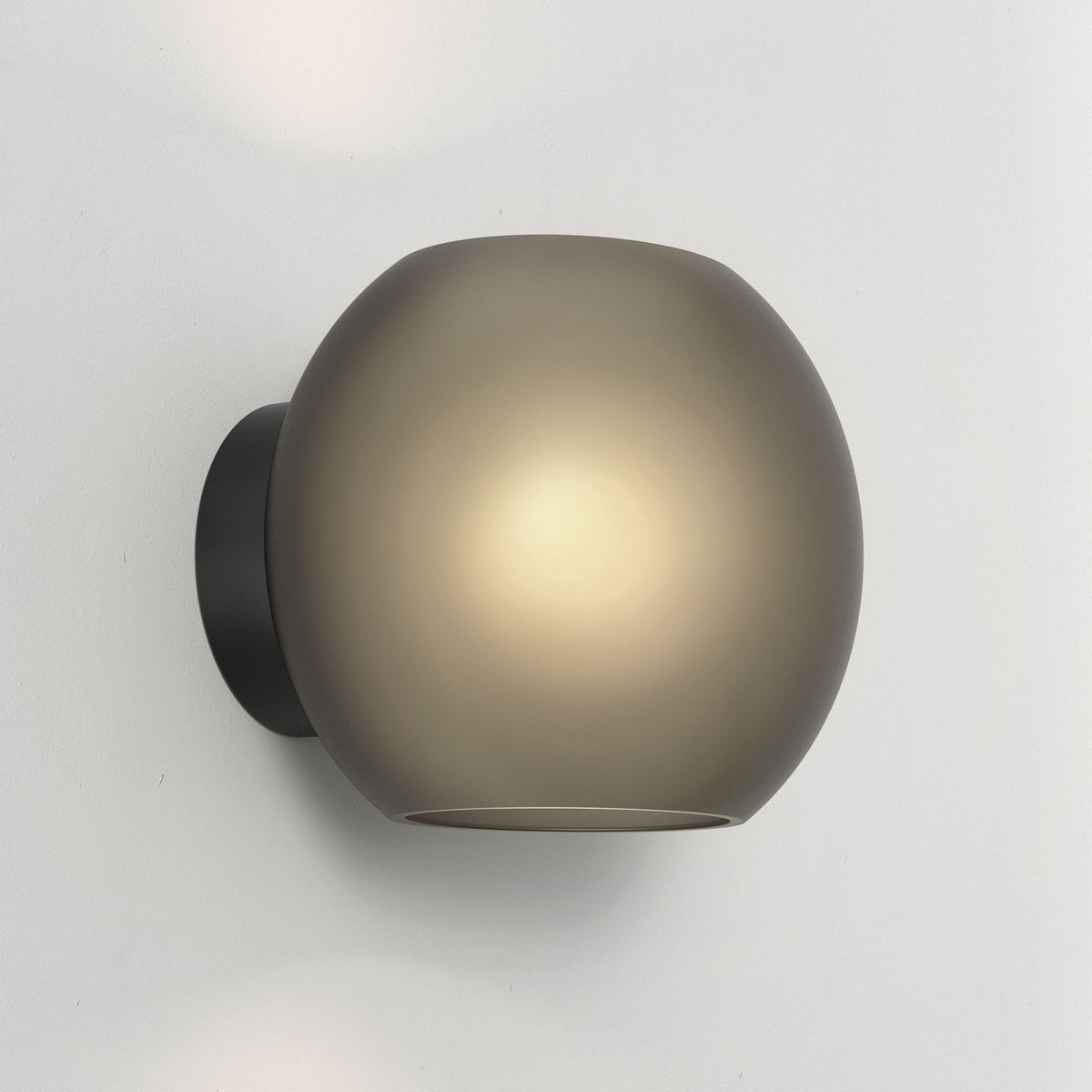 Luna Wall Light in Matt Black with Dark Smoke Frosted Acid Etched Glass