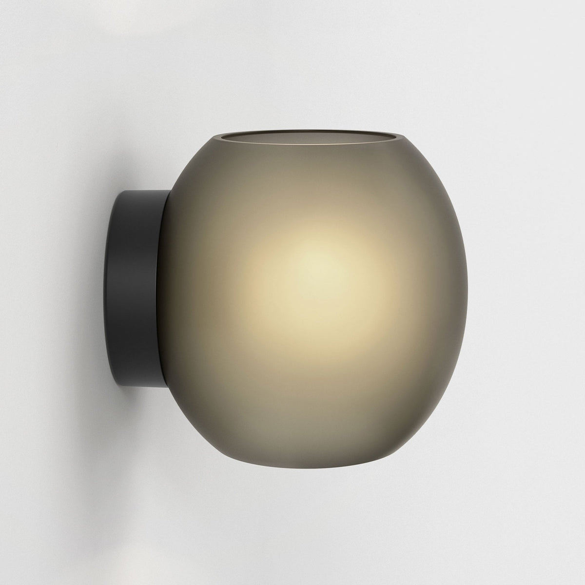 Luna Wall Light in Matt Black with Dark Smoke Frosted Acid Etched Glass