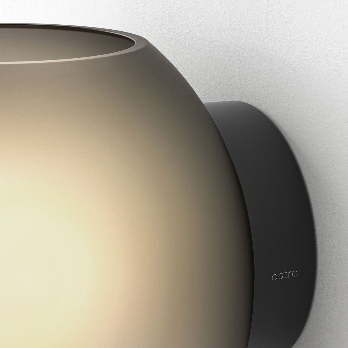 Luna Wall Light in Matt Black with Dark Smoke Frosted Acid Etched Glass