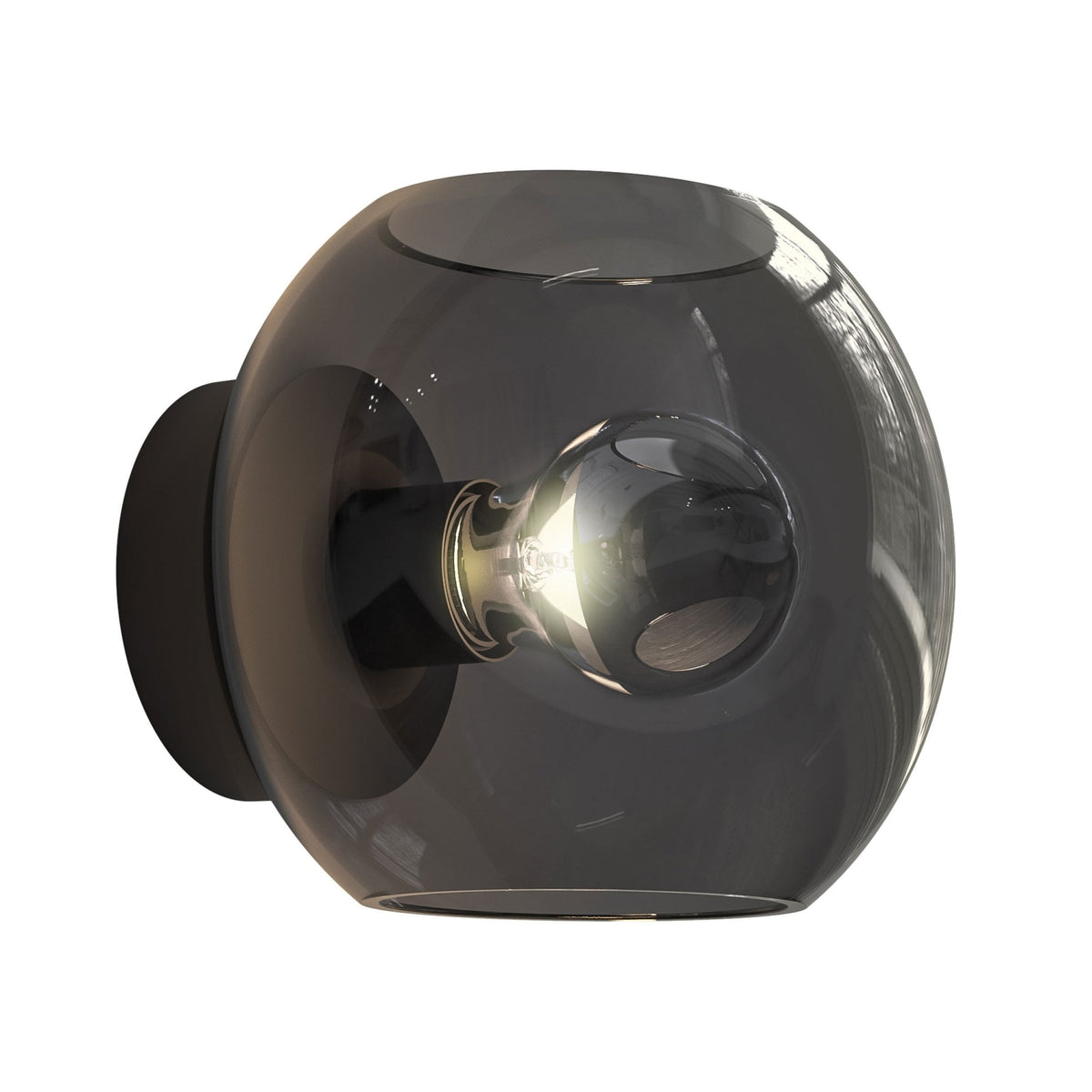 Luna Wall Light in Matt Black with Clear Dark Smoke Glass