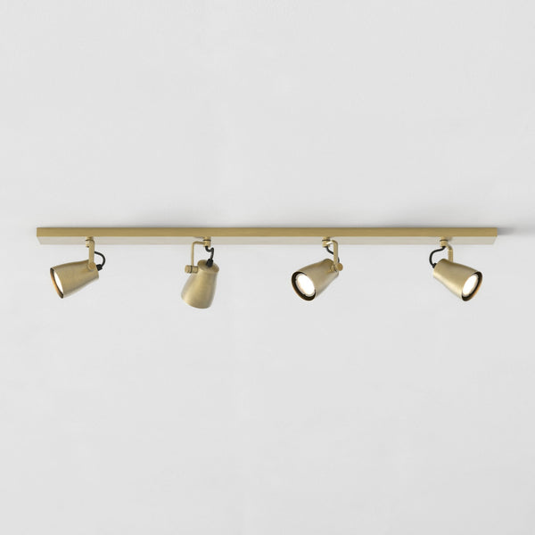 Juno Four Light Bar Adjustable GU10 Spotlight in Matt Brushed Brass