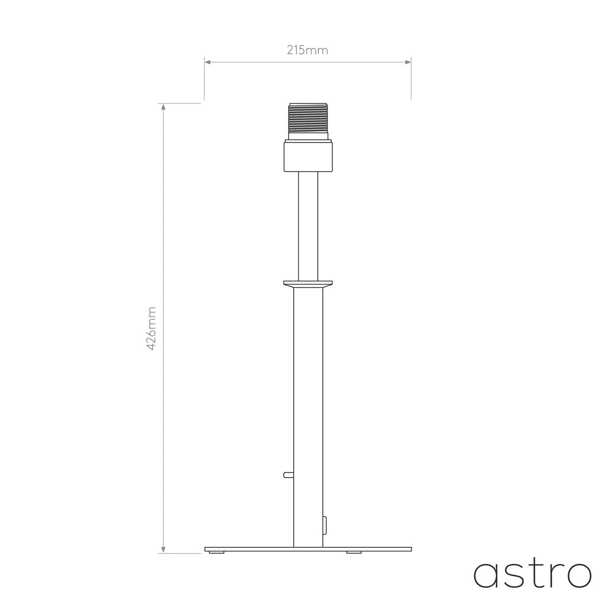 Technical drawing of a lamp base with measurements 426mm height and 215mm width