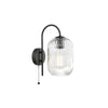 Idra Switched Wall Light In Matt Black With Clear Ribbed Glass Shade