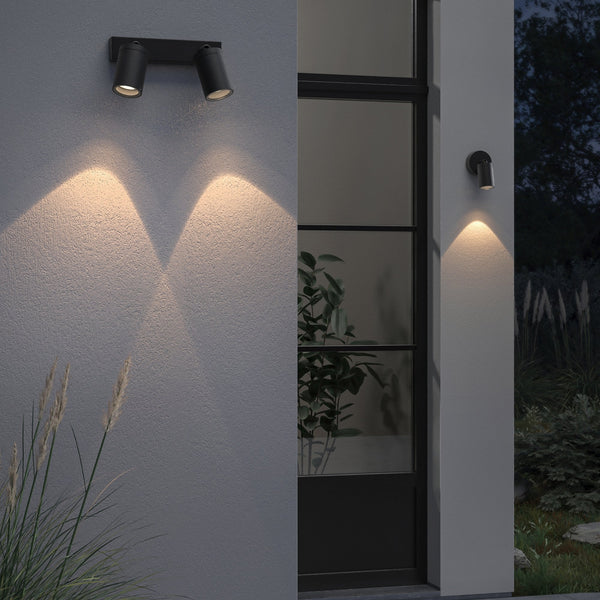 Dartmouth Twin Exterior Adjustable Spotlight In Textured Black