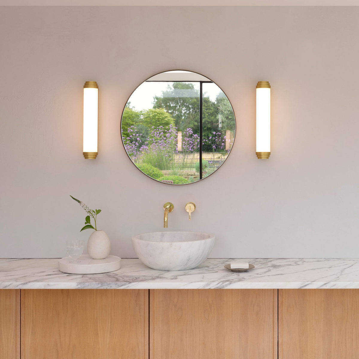 Burlington 400 IP44 Phase Dimmable Wall Light In Matt Gold