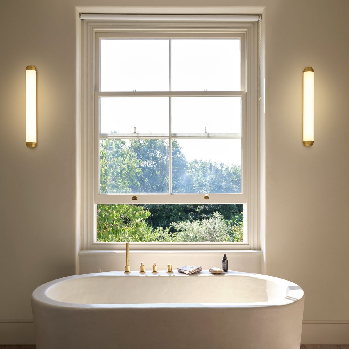 Burlington 600 IP44 Phase Dimmable Wall Light In Matt Gold