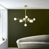 Sturminster Tiered Bar Pendant in Brushed Brass with Gloss Opal Glass Shades