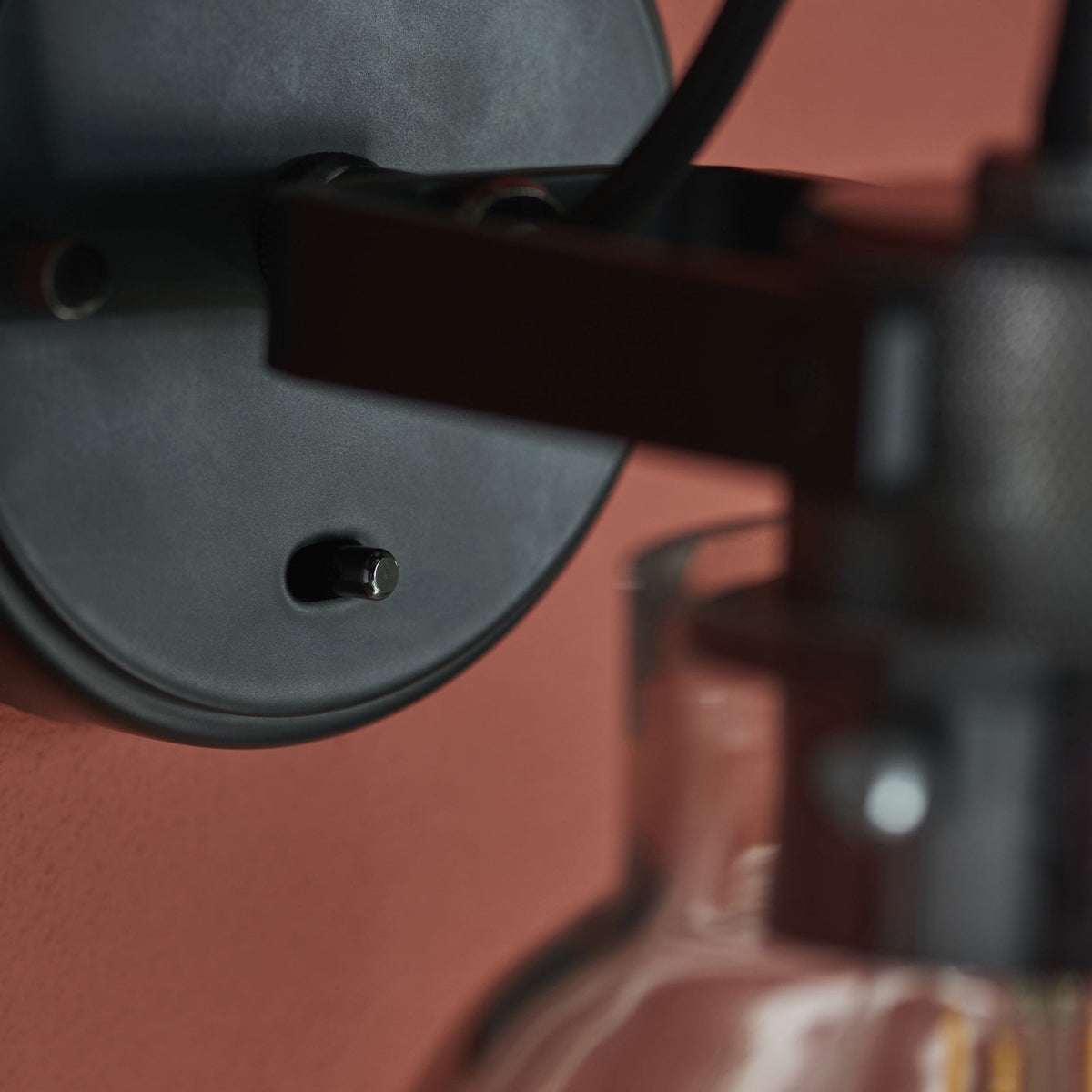 Urban Wall Light in Black Chrome & Matt Black with Grey Tinted Glass Shade