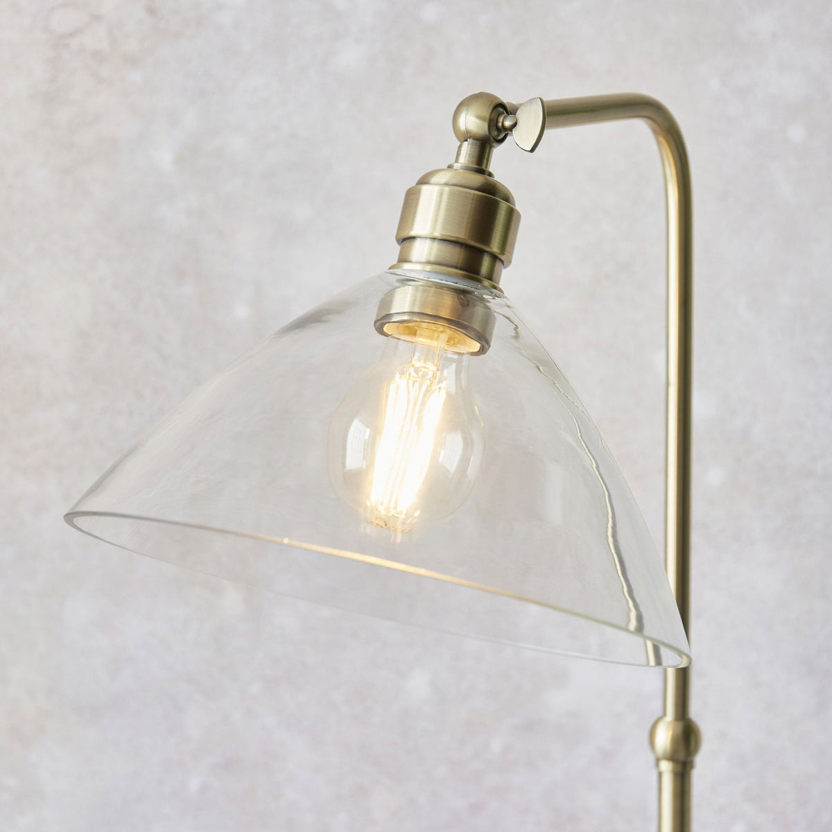 Martell Floor Light in Antique Brass & Clear Glass