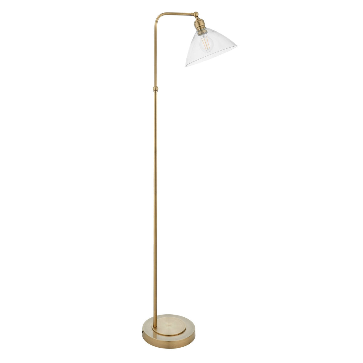 Martell Floor Light in Antique Brass & Clear Glass