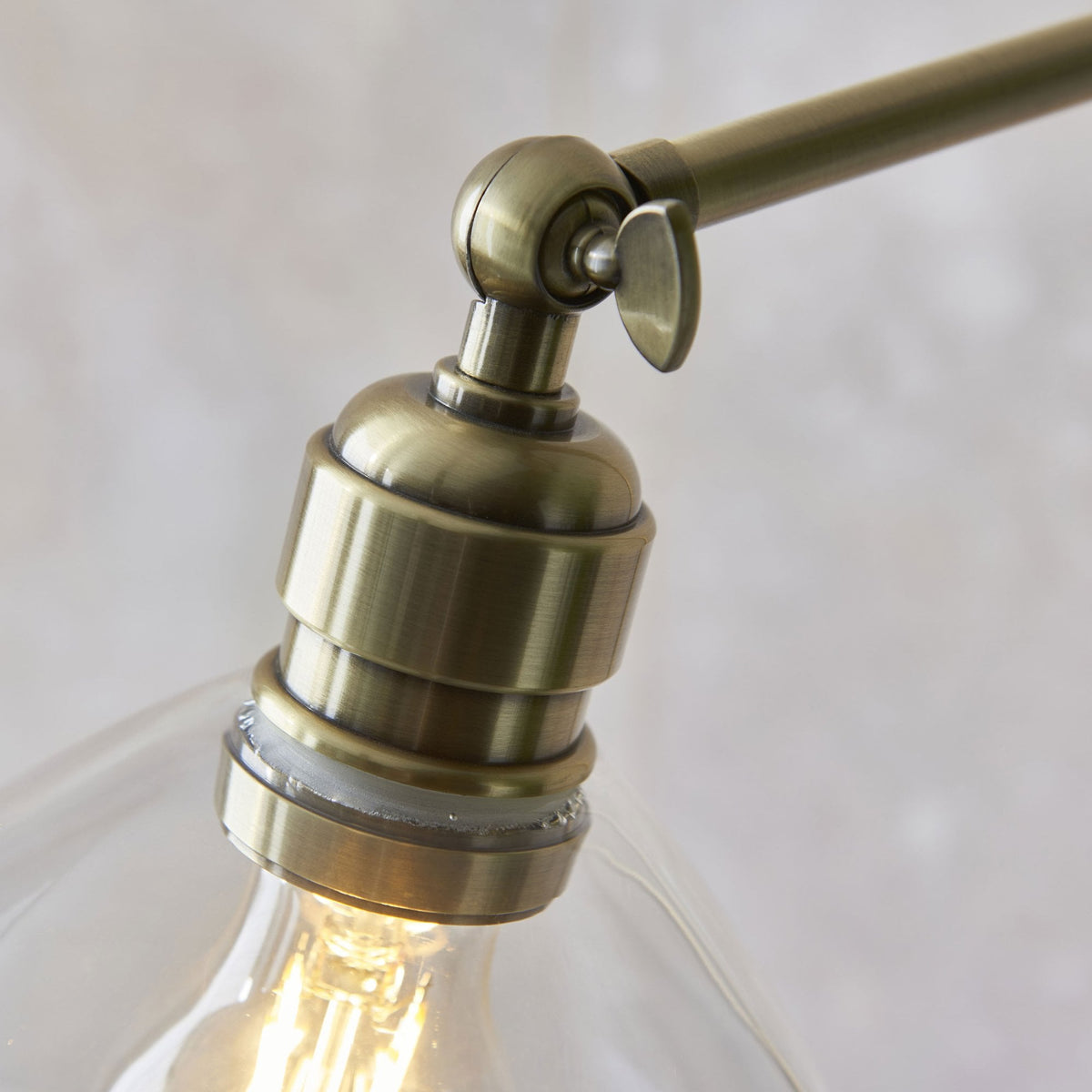 Martell Floor Light in Antique Brass & Clear Glass