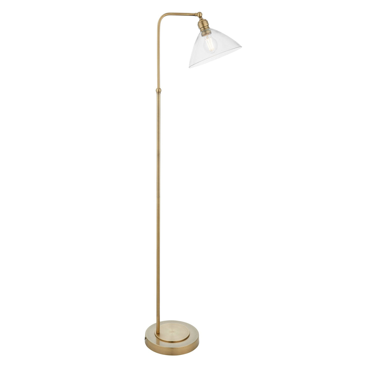 Martell Floor Light in Antique Brass & Clear Glass