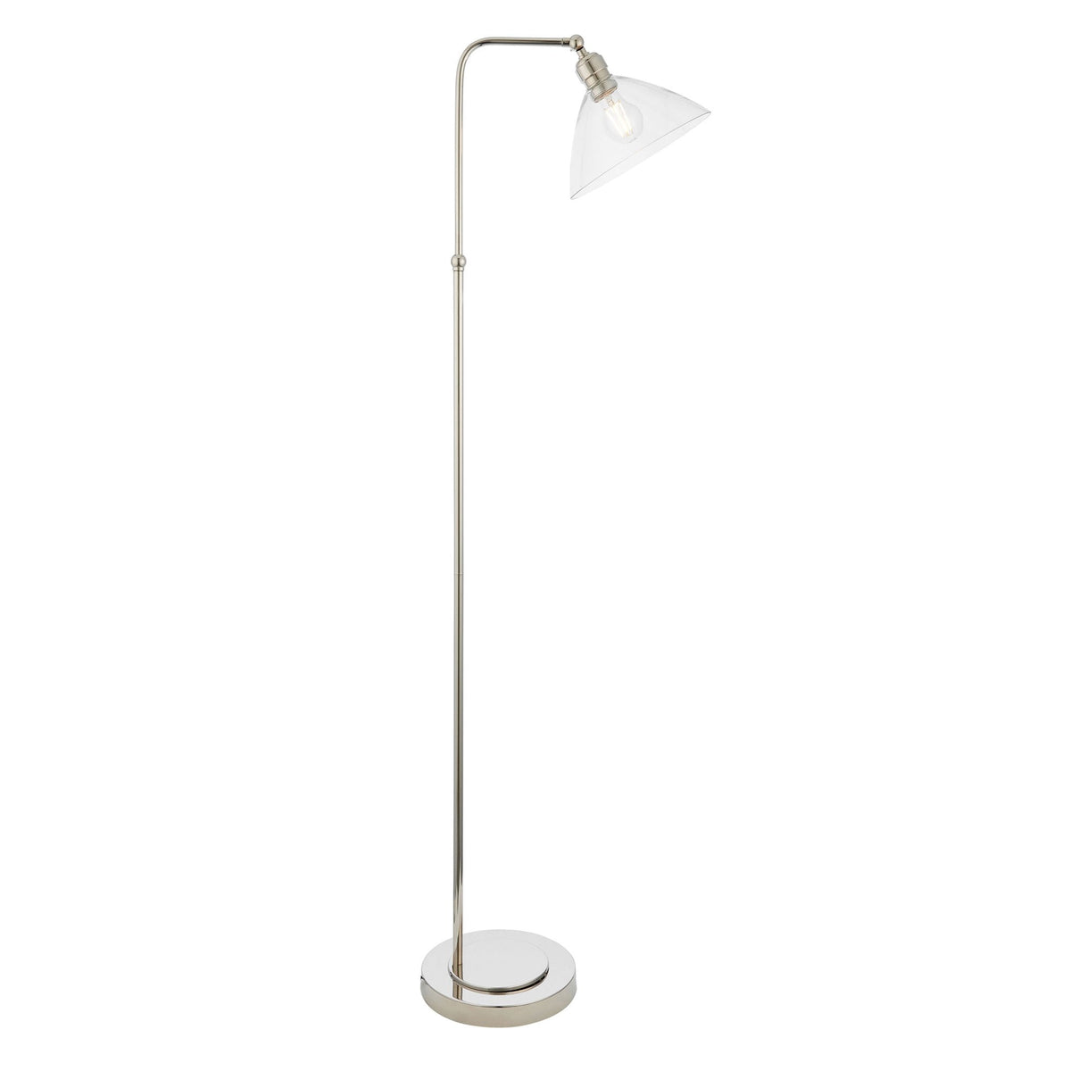 Martell Floor Light in Bright Nickel & Clear Glass