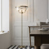 Yetminster 3 Light Floor Lamp in Antique Brass & Clear Cut Glass