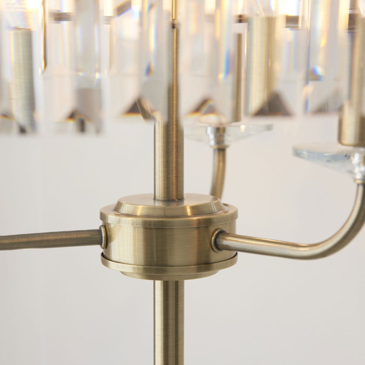 Yetminster 3 Light Floor Lamp in Antique Brass & Clear Cut Glass