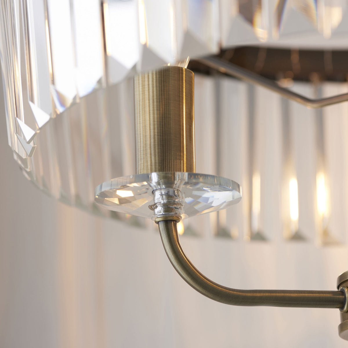 Yetminster 3 Light Floor Lamp in Antique Brass & Clear Cut Glass